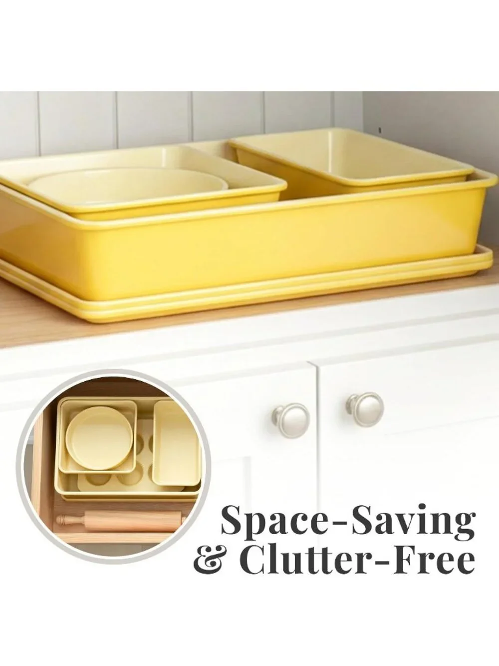 8-Piece Limoncello Ceramic-Coated Nonstick Baking Pan Set with Baking Sheets